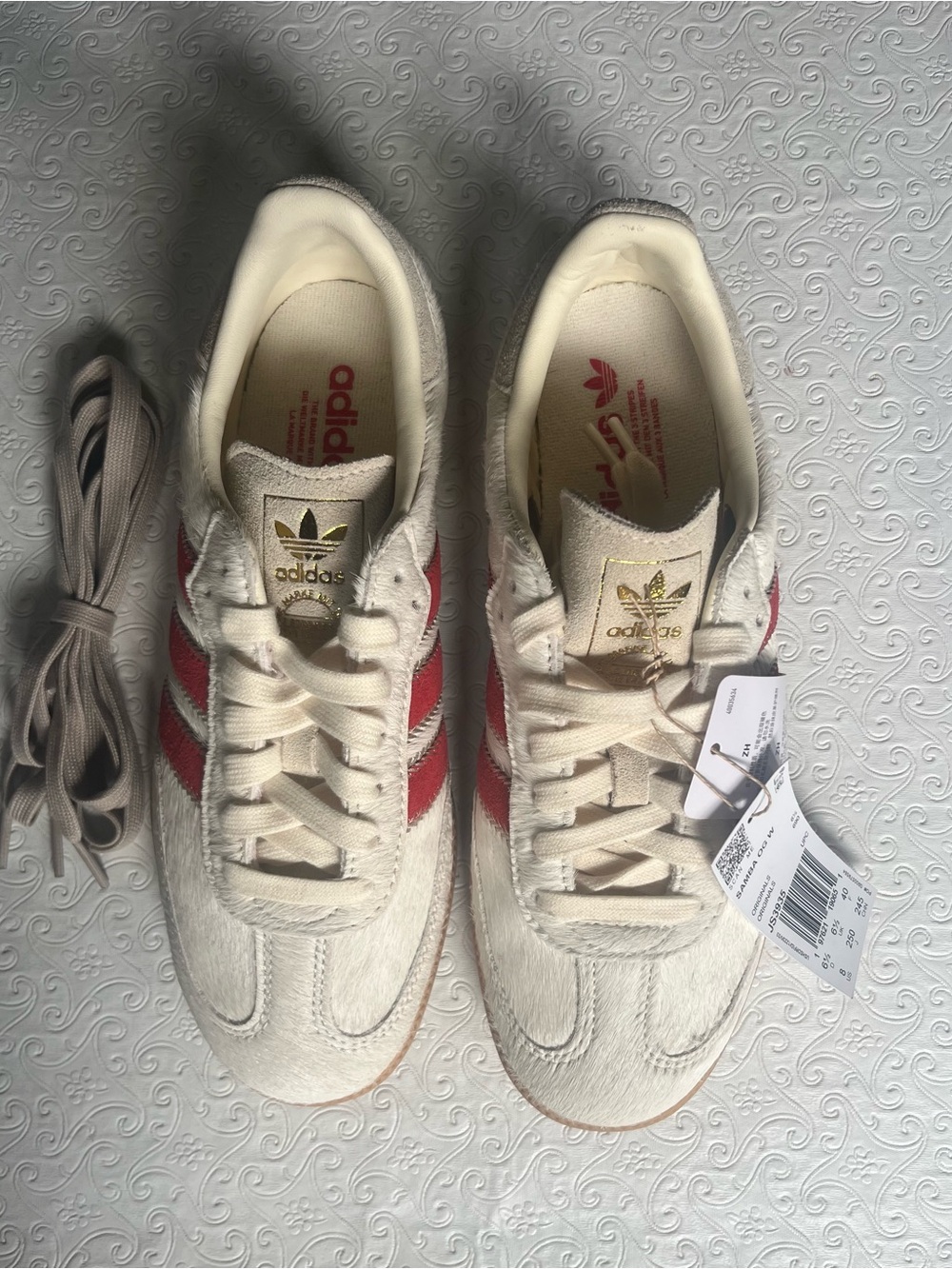 Adidas Gender Inclusive Samba OG Beige/Cream/Red Pony Hair Sneakers (Unisex) - Picture 5 of 10